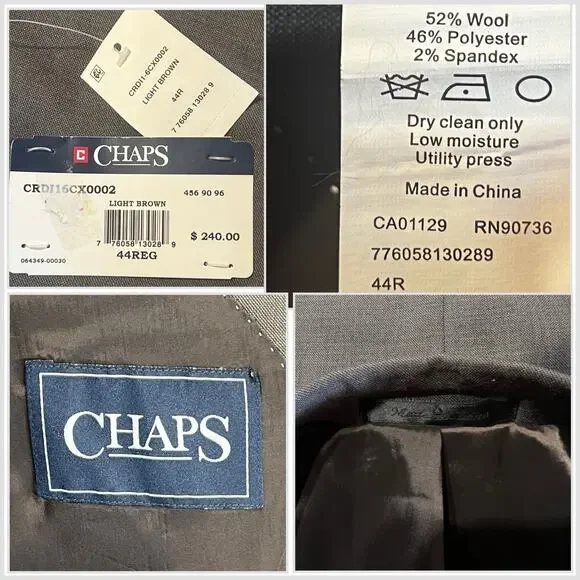 New Chaps Performance 44R Light Brown Nealhead Blazer Jacket Stretch Comfort - Picture 14 of 14